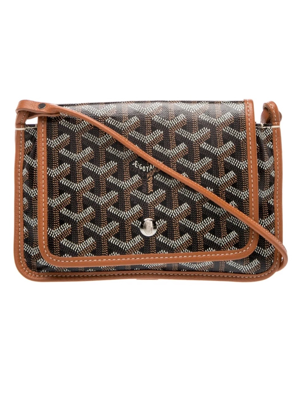Goyard Plumet Crossbody Bag Brown Black Signature Canvas with Tan Trim